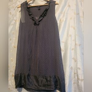 Silk vintage mini dress with ruffle v neck, SZ Med
